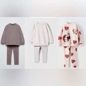 Zara 5/6 6 Outfit Sets Bundle, New Used Minnie Mouse, Sweatshirt Leggings Ribbed